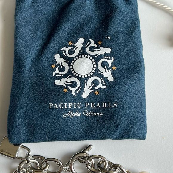 Pacific Pearls Freshwater Pearl Charm Love Bracelet Rose Atoll Collection - Picture 2 of 8